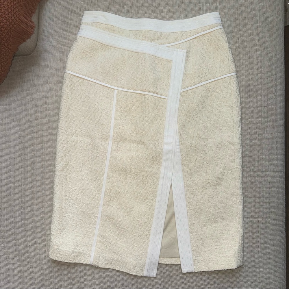NWT BCBGMaxAzria Cream Asymmetrical Pencil Skirt